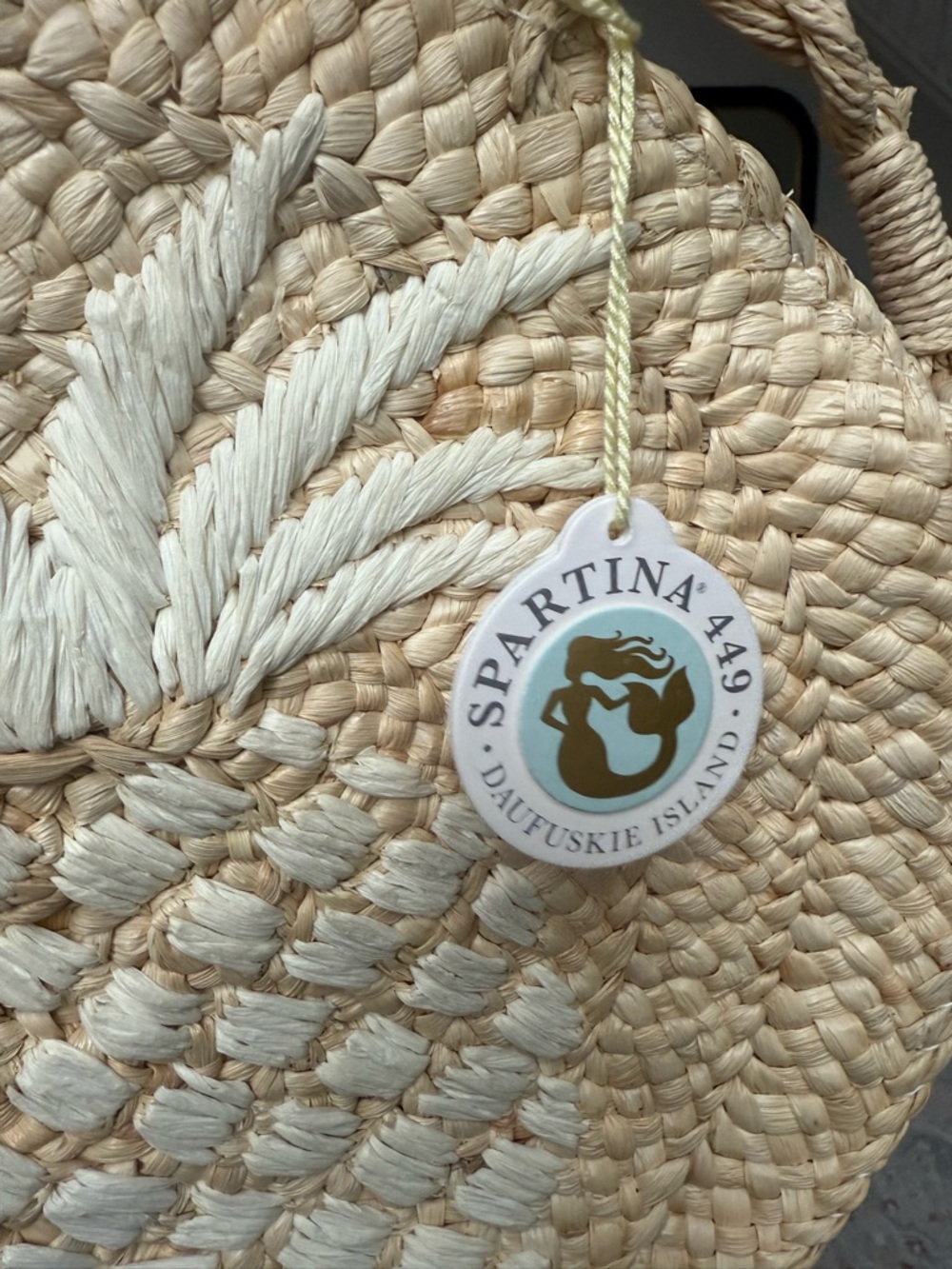 Rare NWT Spartina 449 Retreat Round Straw Tote Cabana Leaf - Picture 10 of 10